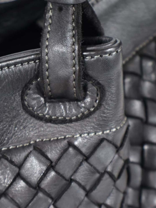 Δερμάτινη Γυναικεία Τσάντα Shopper Ώμου Μαύρη