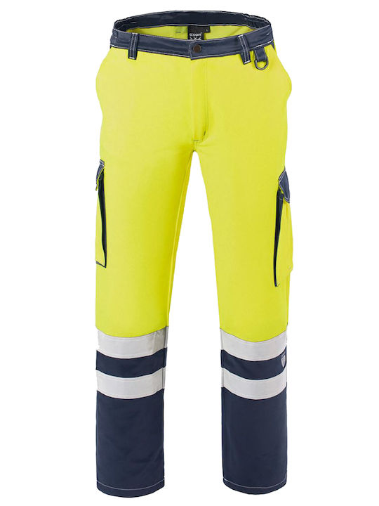 Pantaloni de lucru Axon Hi-vis galbeni cu vizibilitate ridicată Pantaloni de lucru Axon Hi-vis galbeni cu vizibilitate ridicată