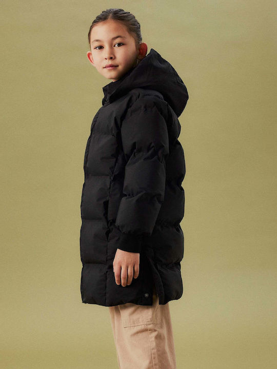 Kinderjacken & Winterjacken Gesteppt Lang mit Kapuze Schwarz