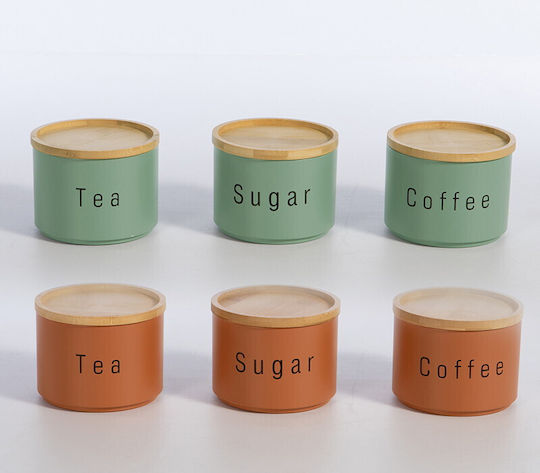 Nef-Nef Homeware Coffee-Tea-Sugar Σετ 3τμχ Βάζα για Καφέ / Τσάι / Ζάχαρη με Καπάκι Μεταλλικό 12x8.8x12cm