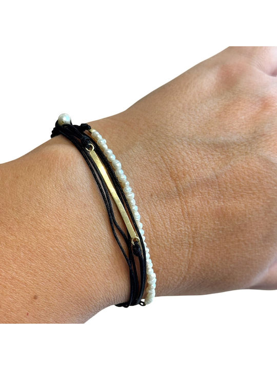 Women's Bracelet from Cord with Pearls 19cm