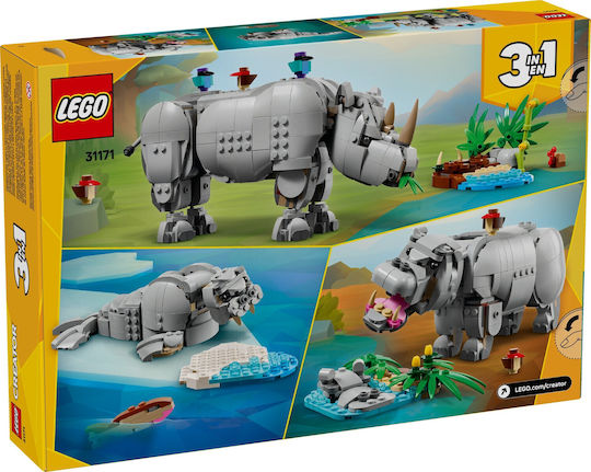 LEGO Creator 3 in1 Wild Animals Majestic Rhino With Birds for 9+ Years 780 Pieces