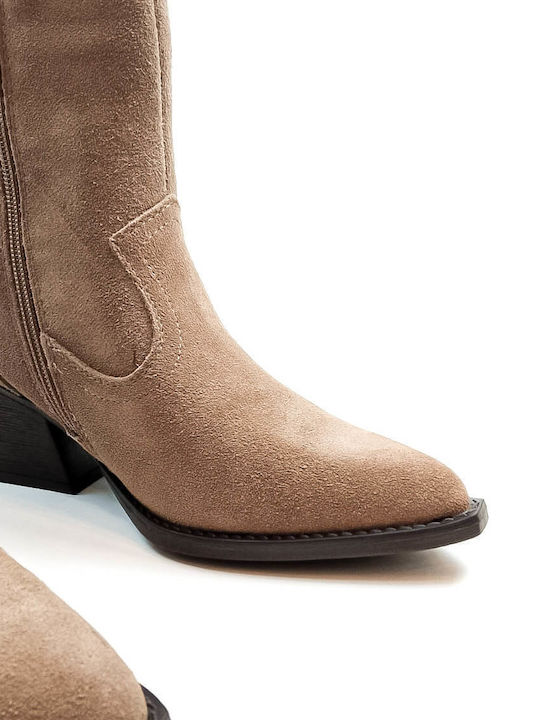 Suede Women's Cowboy Boots Khaki