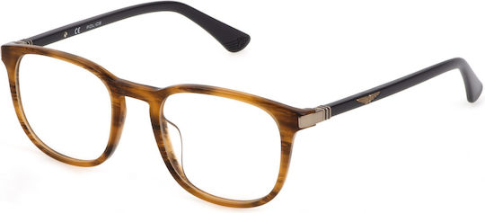 Police Men's Acetate Brown Prescription Eyeglass Frame VPLD96 06HN