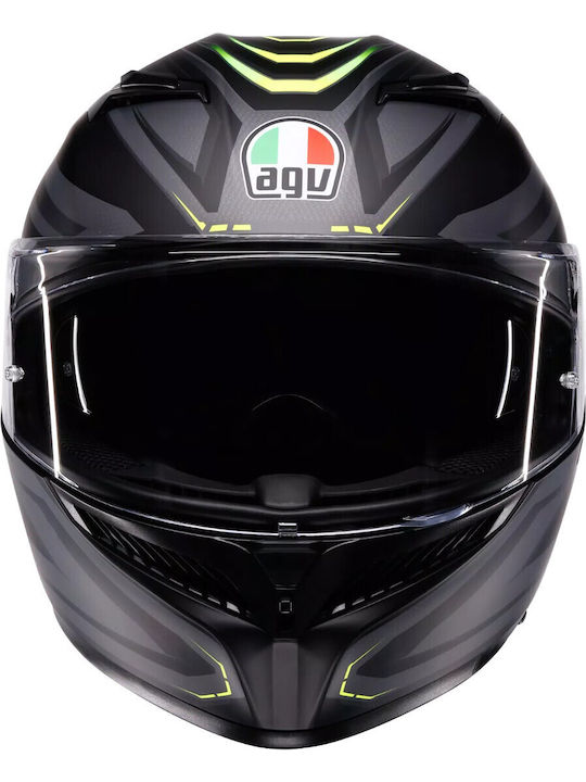 AGV K3 Syth Mat Black/Yellow Motorcycle Helmet Full Face ECE 22.06 1550gr with Pinlock and Sunvisor