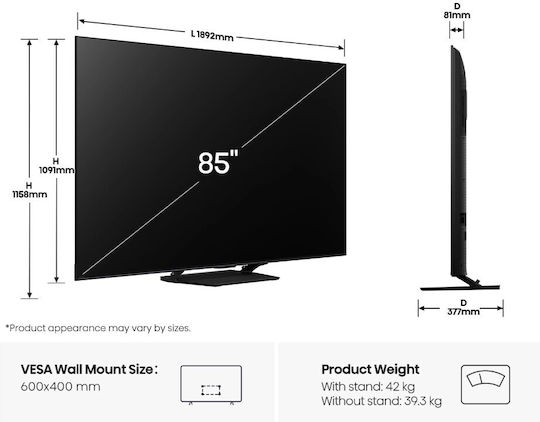 Hisense Smart Τηλεόραση 85" 4K UHD Mini LED U7Q PRO HDR (2025) 85U7Q PRO