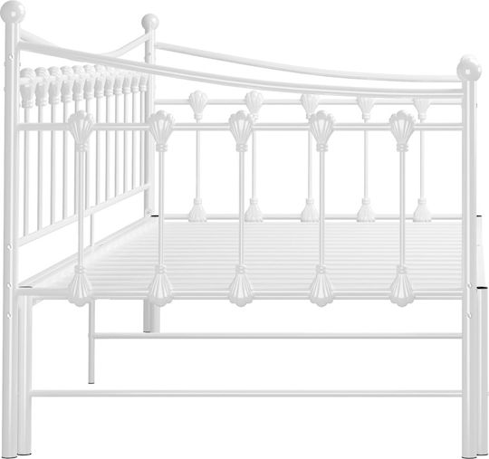 Single Metal White Sofa Bed for Mattress 90x200cm