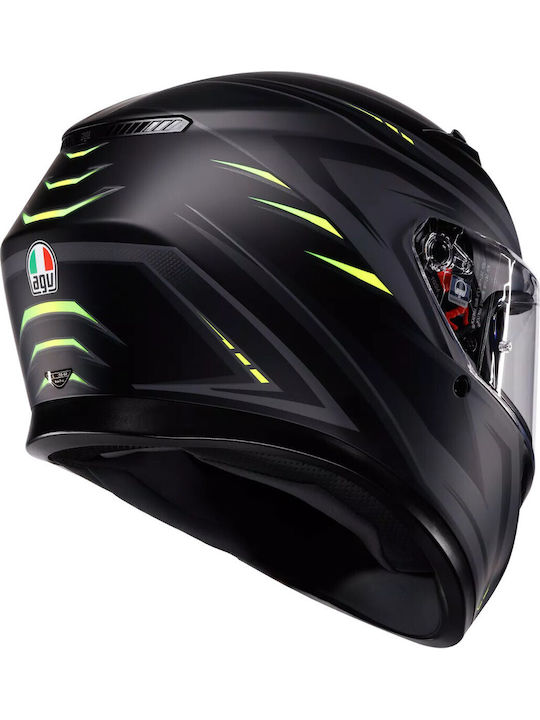 AGV K3 Syth Mat Black/Yellow Motorcycle Helmet Full Face ECE 22.06 1550gr with Pinlock and Sunvisor