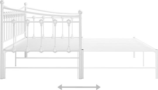 Single Metal White Sofa Bed for Mattress 90x200cm