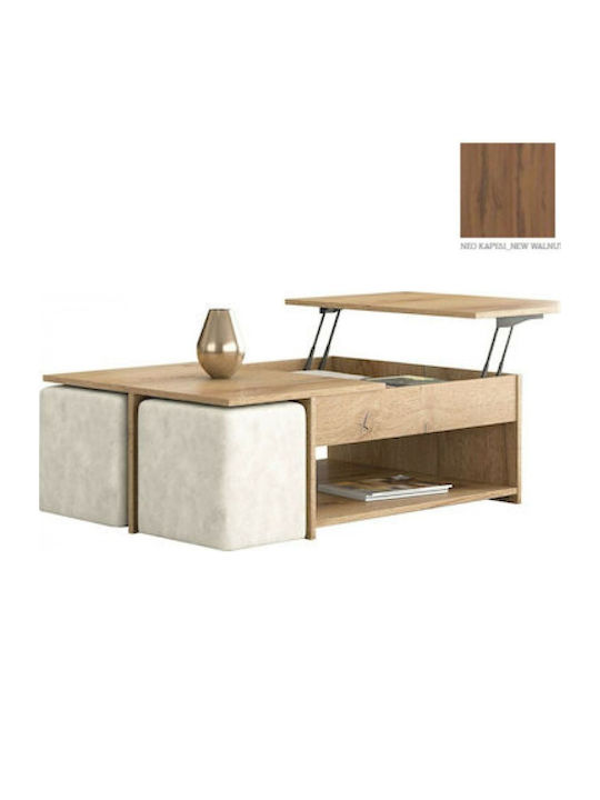Măsuță Centrală Rectangulară No 6 Din Lemn cu Mecanism de Ridicare Nuc 120x75x40cm