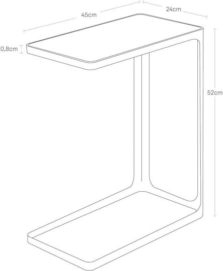 Ορθογώνιο Βοηθητικό Τραπεζάκι Frame C-Shaped από Μασίφ Ξύλο Λευκό / Natural Μ24xΠ45xΥ52εκ.