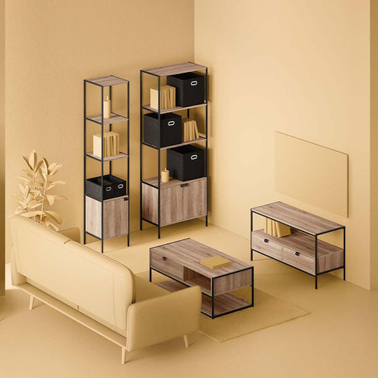 Rectangular Central Coffee Table Aliaj Wooden with Drawers Beige W100xL40xH50cm