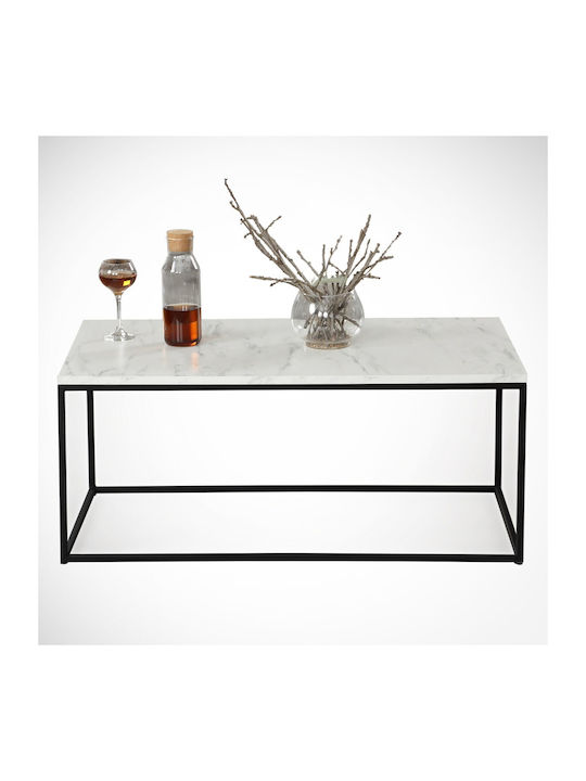 Rectangular Coffee Table Saffron Wooden White / Black L95xW55xH43cm.