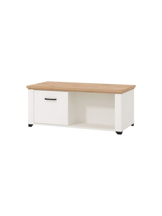 Rectangular Central Coffee Table Valencia Wooden with Drawers White / Artisan Oak M115xW55xH47.5cm