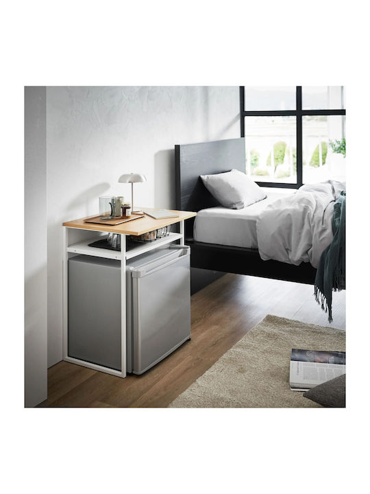 Rectangular Side Table Metal White/natural L53xW45.2xH66cm.
