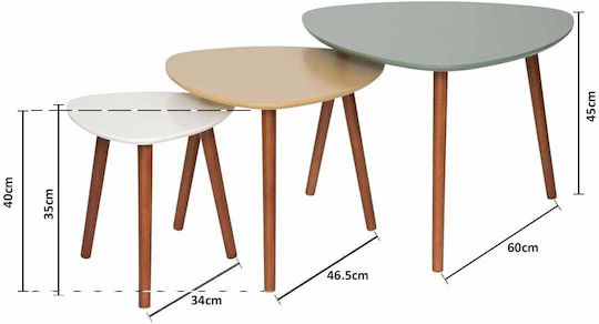 Οβάλ Σετ Ζιγκόν Mileo Ξύλινο Πολύχρωμο 3τμχ Μ60xΠ60xΥ45εκ.