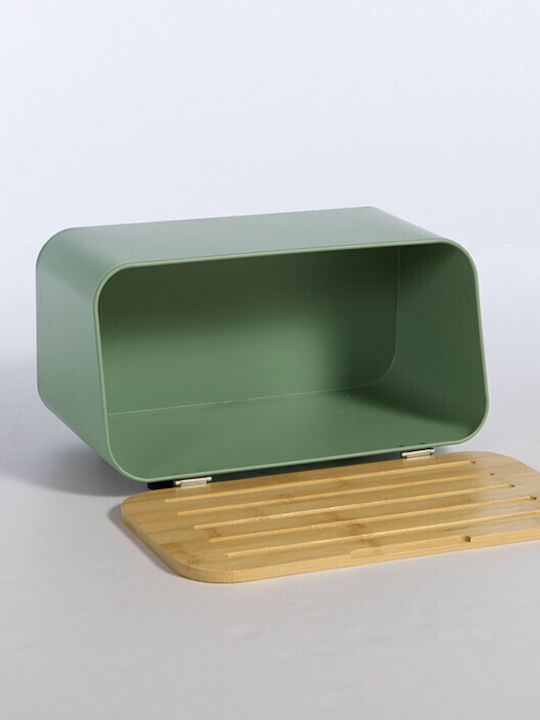 Nef-Nef Homeware Bread Basket with Lid Metallic Green 34.5x19x17cm