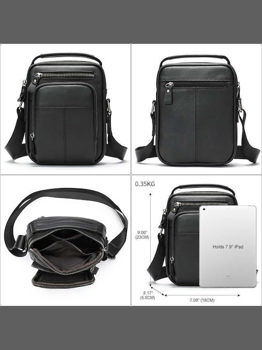 Leather Men's Shoulder / Crossbody Bag Black