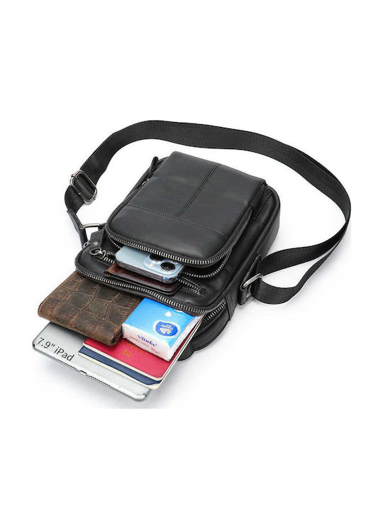 Leather Men's Shoulder / Crossbody Bag Black