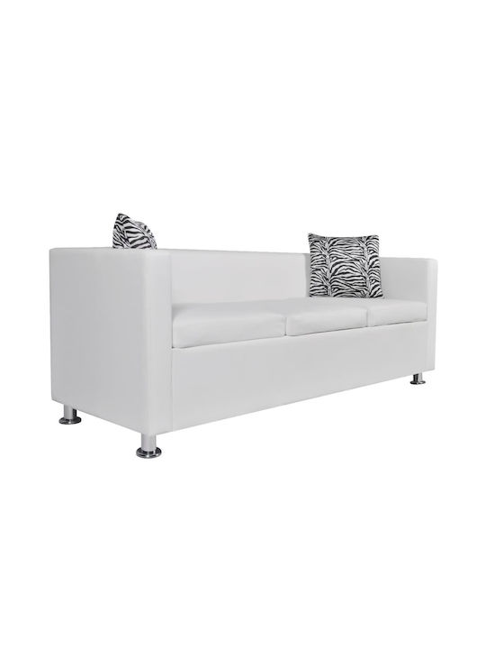 Three-Seater Couch Artificial Leather White 170x62.5x63 cm 242211