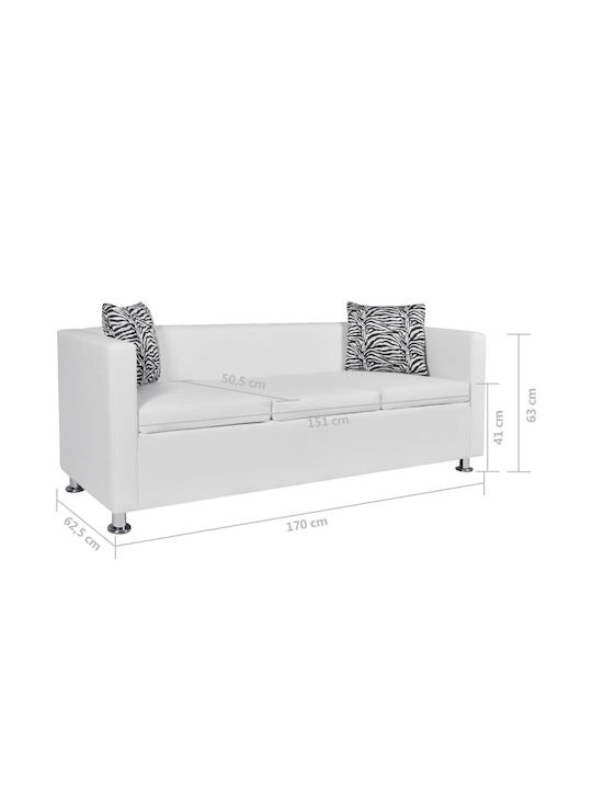 Three-Seater Couch Artificial Leather White 170x62.5x63 cm 242211