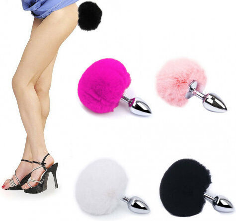 Kiotos Bunny Tail Anal Plug Klein Black