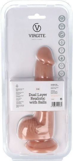 Virgite Glass Dildo with Balls and Suction Cup Flesh 20cm