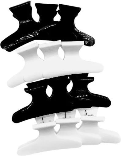 Beauty Salon Hair Clips White Black Set of 12