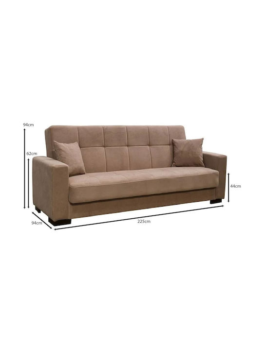 Woodwell Dreisitzer Sofa Bett Mit Stauraum Braun 225x94x88cm E9939,1