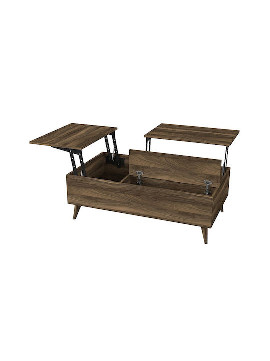 Rectangular Central Coffee Table Roy Wooden with Lifting Mechanism Brown W121xL69xH40cm