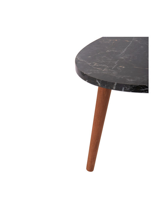 Oval Central Coffee Table Vital Wooden Black Marble-Walnut W90xD50xH42cm