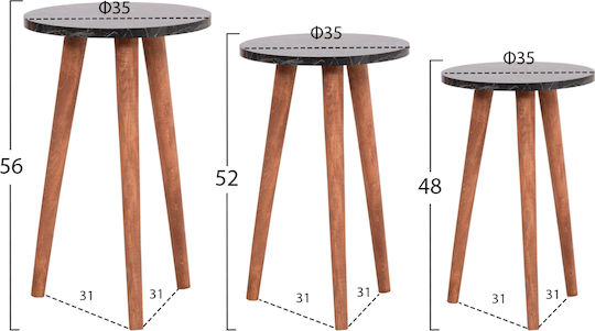 Ovales Zentral Kaffeetisch Vital Holz Schwarz Marmor-Kirschbaum 90x50x42cm