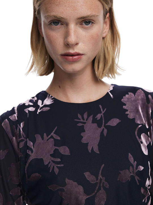 Mini Dress Evening Velvet Blue