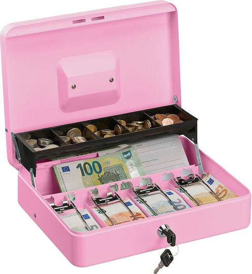Relaxdays Cutie de Bani Bancnote Monede Roz 8,5 X 30,5 X 24,5 Cm