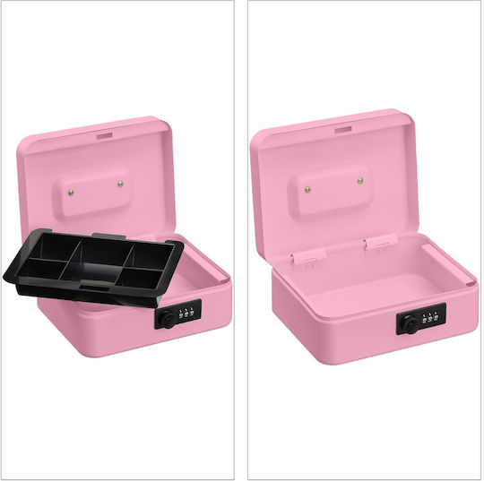 Cash Box Banknotes Coins Relaxdays Pink 8.5 X 20 X 17 Cm