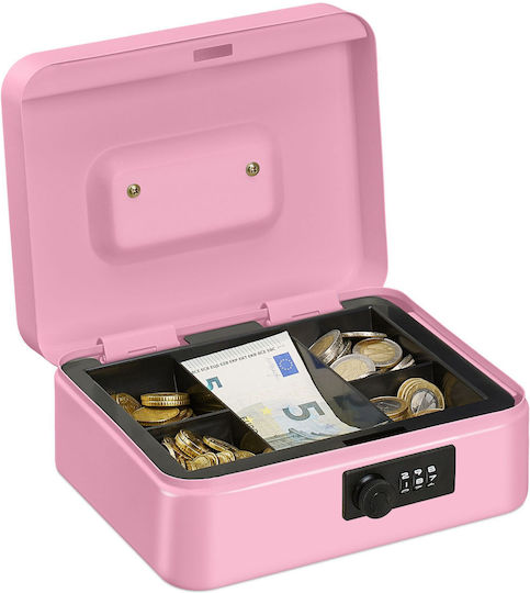Cash Box Banknotes Coins Relaxdays Pink 8.5 X 20 X 17 Cm