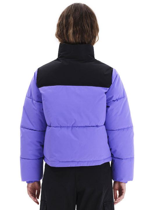 Scurtă Jachetă de femei Puffer Waterproof Violet/black