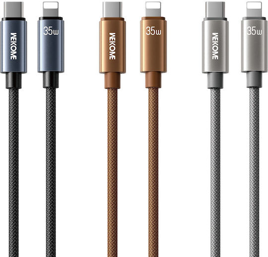 WK Wdc-65 Braided USB-C to Lightning Cable 35W Καφέ 1.2m