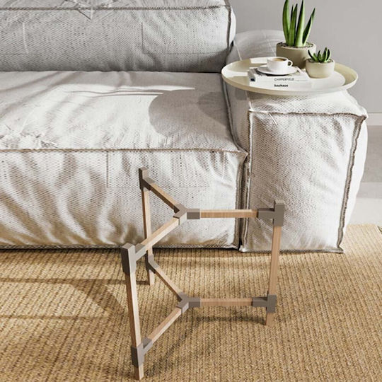 Runder Beistelltisch Beige M46xB46xH53cm