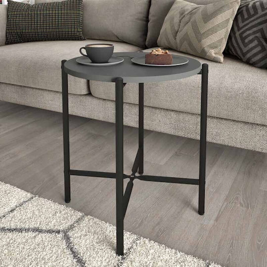 Round Side Table Nalda Wooden Anthracite 43x43x56.5 cm