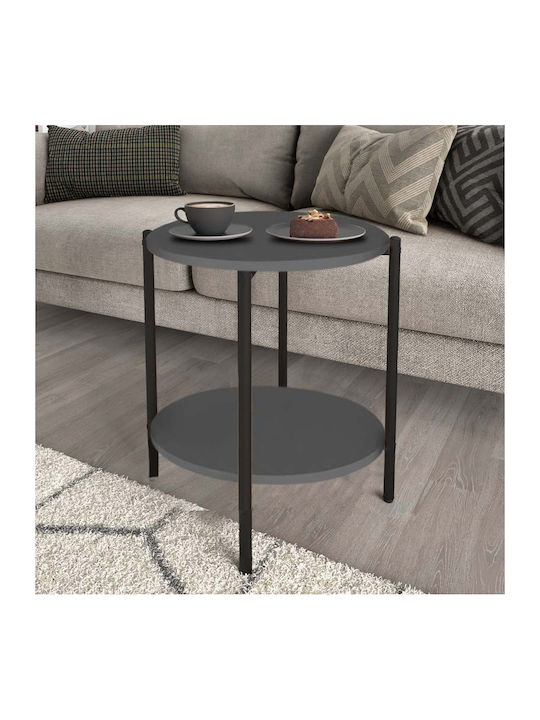 Round Side Table Nalda Wooden Anthracite 43x43x56.5 cm