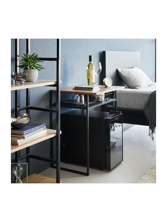 Rectangular Side Table Metal Black/brown L53xW45.2xH66cm.