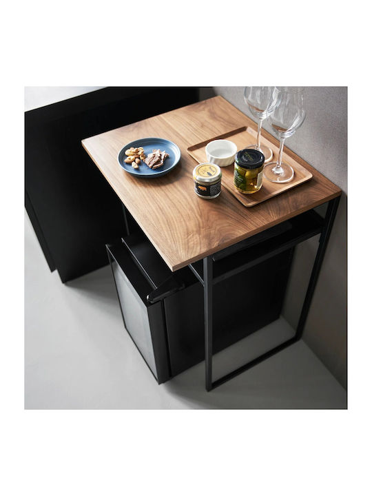 Rectangular Side Table Metal Black/brown L53xW45.2xH66cm.
