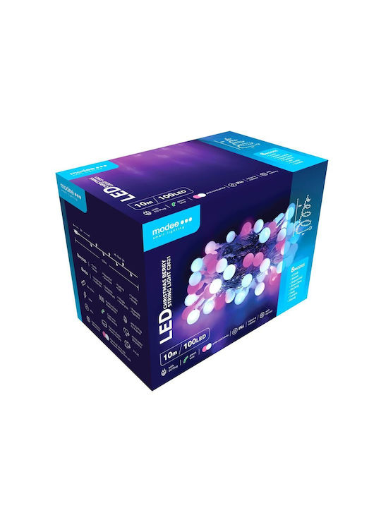 100 Светлини LED 10m. Многоцветни тип Лента 1бр