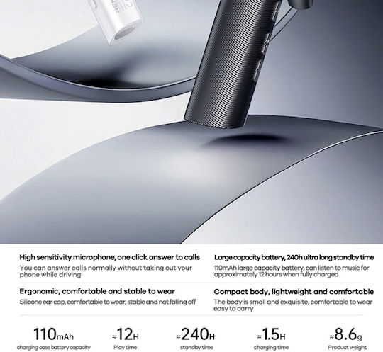 Remax RB-T01 In-ear Bluetooth Handsfree Ακουστικό Λευκό