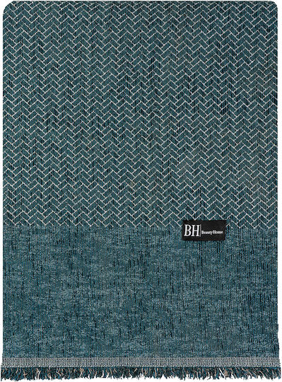 Beauty Home Armchair Throw Chenille 170x170cm Petrol Blue 8638MON