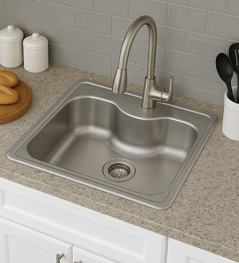 Donau 161DE Drop-In Sink Inox Satin W60xD50cm Silver