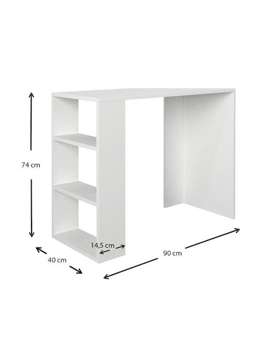 Desk Netenia Wooden with Bookshelf White 90x40x74cm