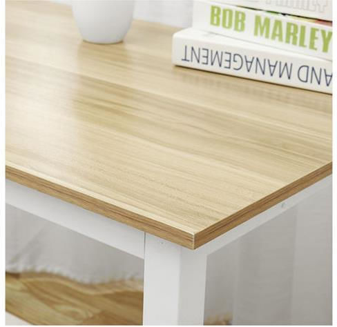 Schreibtisch Aus Holz Weiß / Natur mit Metallbeinen 140x60x75cm 33209-2
