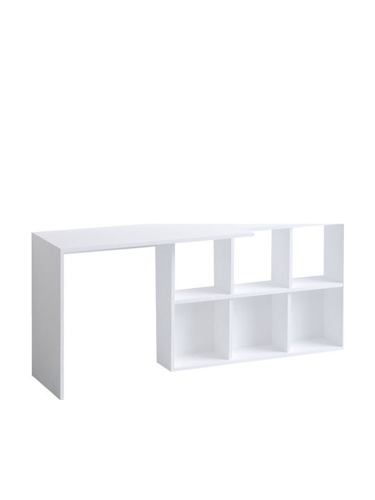 Γραφείο Blake Ξύλινο με Βιβλιοθήκη Λευκό 145x45x74εκ.